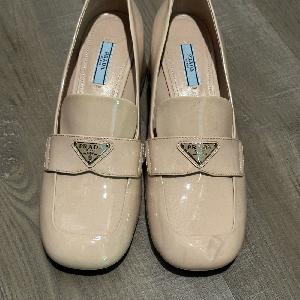 Prada Patent Leather Loafers in Pale Pink